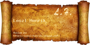 Leszl Henrik névjegykártya
